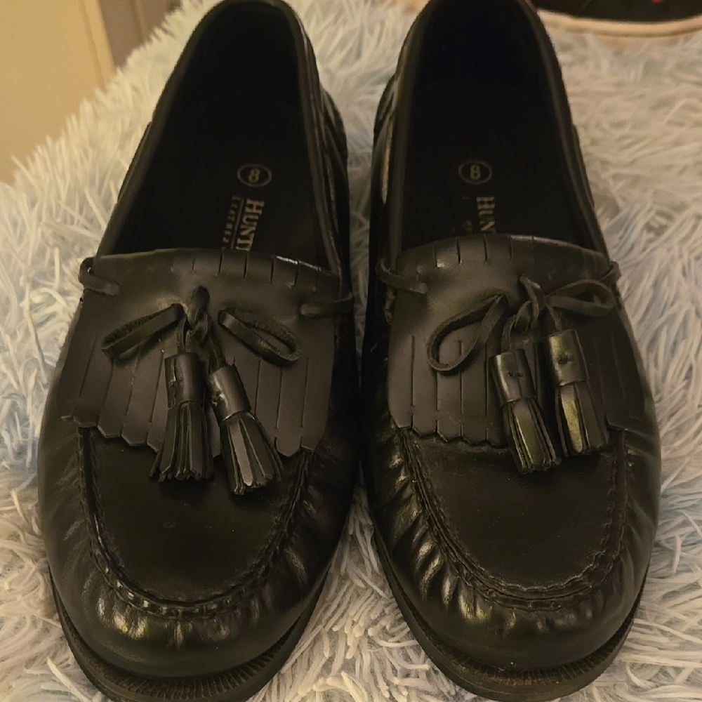 Hush Puppies Black Leather Loafers for Men
